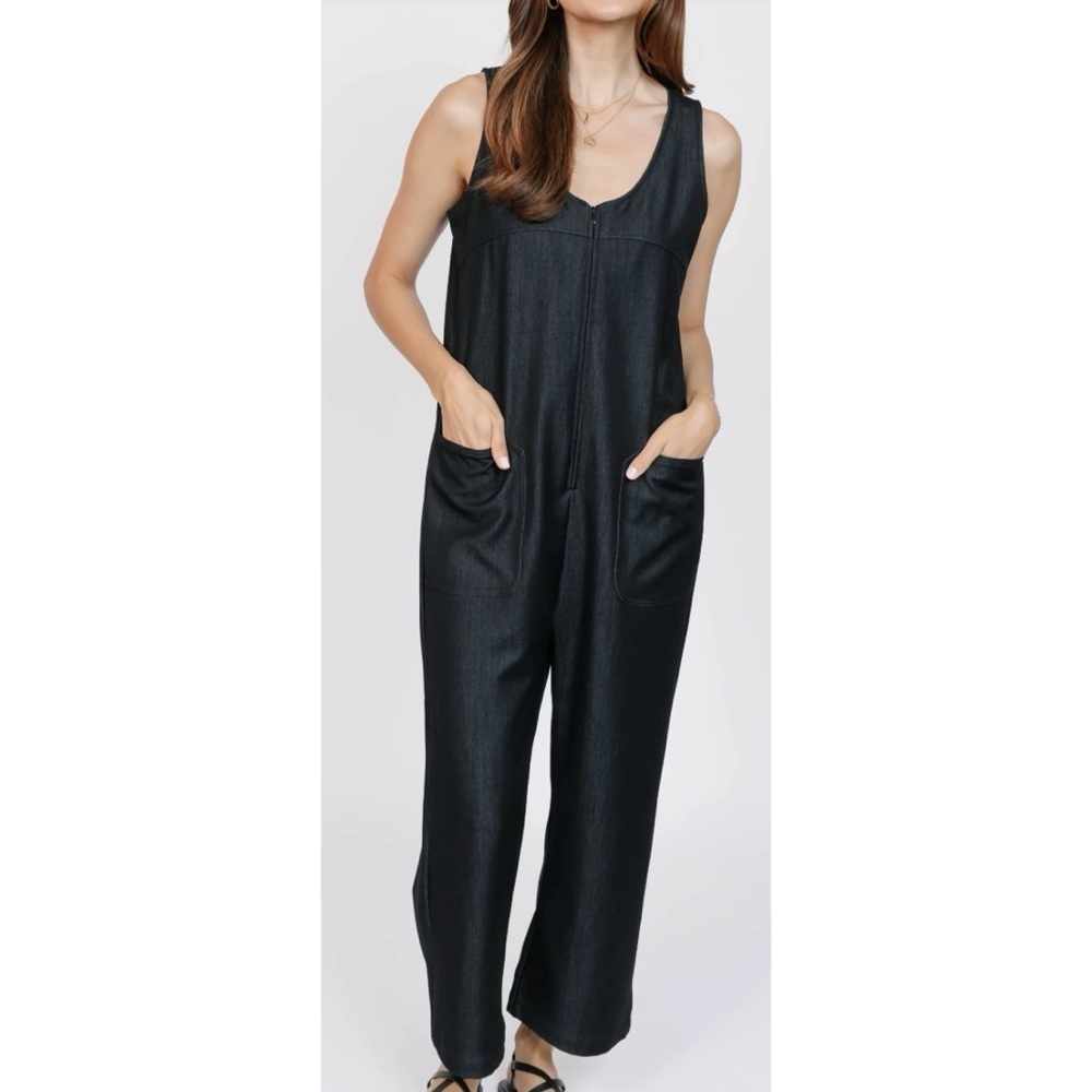 Smash + Tess Melani Denim Romper Black